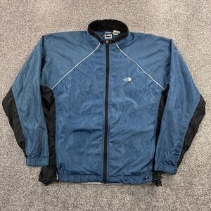 Vintage The North Face Jacket Mens Large Blue Black Ripstop Windbreaker Running